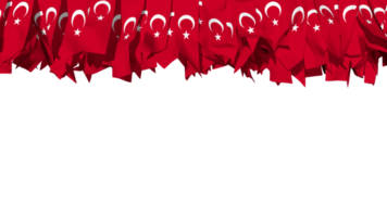 kalkoen, turkiye vlag verschillend vormen van kleding streep hangende van bovenkant, onafhankelijkheid dag, 3d renderen png