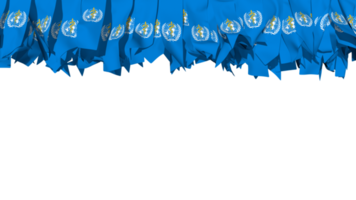 World Health Organization, WHO Flag Different Shapes of Cloth Stripe Hanging From Top, Independence Day, 3D Rendering png