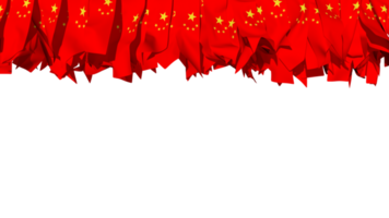 Cina bandiera diverso forme di stoffa banda sospeso a partire dal superiore, indipendenza giorno, 3d interpretazione png