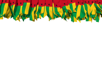 guinea bissau flagga annorlunda former av trasa rand hängande från topp, oberoende dag, 3d tolkning png
