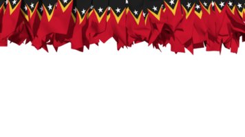 Osten Timor Flagge anders Formen von Stoff Streifen hängend von Spitze, Unabhängigkeit Tag, 3d Rendern png