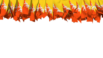 Bhutan vlag verschillend vormen van kleding streep hangende van bovenkant, onafhankelijkheid dag, 3d renderen png