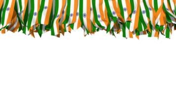 Indian Flag Different Shapes of Cloth Stripe Hanging From Top, Independence Day, 3D Rendering png