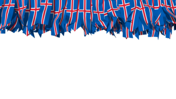 IJsland vlag verschillend vormen van kleding streep hangende van bovenkant, onafhankelijkheid dag, 3d renderen png