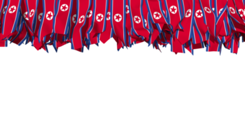 noorden Korea vlag verschillend vormen van kleding streep hangende van bovenkant, onafhankelijkheid dag, 3d renderen png