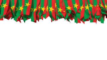 burkina faso bandera diferente formas de paño raya colgando desde arriba, independencia día, 3d representación png