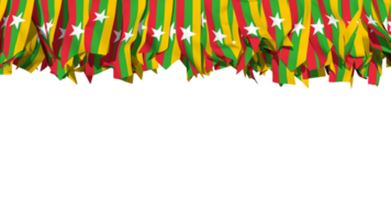 Myanmar, Birma Flagge anders Formen von Stoff Streifen hängend von Spitze, Unabhängigkeit Tag, 3d Rendern png