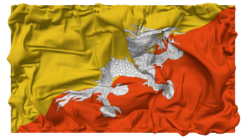 Butão bandeira ondas com realista colisão textura, bandeira fundo, 3d Renderização png