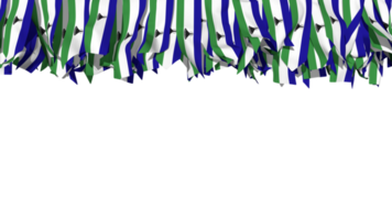 Lesotho Flagge anders Formen von Stoff Streifen hängend von Spitze, Unabhängigkeit Tag, 3d Rendern png