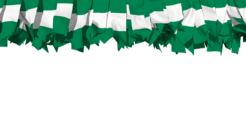 Nigeria Flagge anders Formen von Stoff Streifen hängend von Spitze, Unabhängigkeit Tag, 3d Rendern png