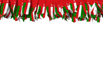 Omán bandera diferente formas de paño raya colgando desde arriba, independencia día, 3d representación png