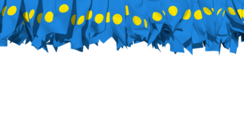 Palau Flagge anders Formen von Stoff Streifen hängend von Spitze, Unabhängigkeit Tag, 3d Rendern png