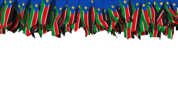 South Sudan Flag Different Shapes of Cloth Stripe Hanging From Top, Independence Day, 3D Rendering png