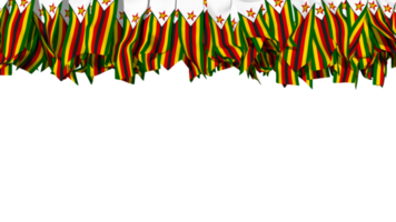 Zimbabwe bandiera diverso forme di stoffa banda sospeso a partire dal superiore, indipendenza giorno, 3d interpretazione png