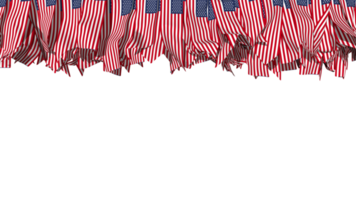 unito stati di America, Stati Uniti d'America bandiera diverso forme di stoffa banda sospeso a partire dal superiore, indipendenza giorno, 3d interpretazione png