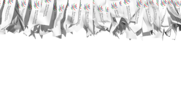 mondo commercio organizzazione, wto bandiera diverso forme di stoffa banda sospeso a partire dal superiore, indipendenza giorno, 3d interpretazione png