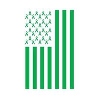 Cerebral Palsy Awareness, Green Ribbon, American Distressed Flag vector