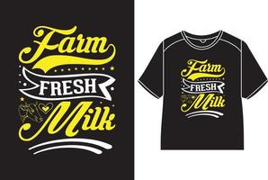 granja Fresco Leche camiseta diseño vector