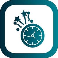 New Year Clock Vector Icon Design