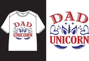 Dad unicorn Cute T-Shirt Design vector