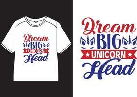 sueño grande unicornio cabeza camiseta diseño vector
