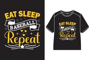 comer dormir béisbol repetir camiseta diseño vector