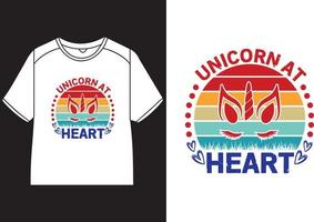 Unicorn at heart T-Shirt Design vector