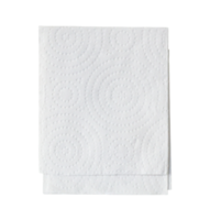 Two folded pieces of white tissue paper or napkin in stack tidily prepared for use in toilet or restroom isolated with clipping path in png file format