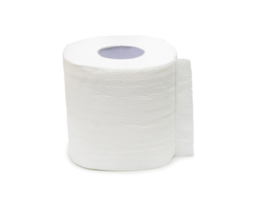 Single roll of white tissue paper or napkin isolated with clipping path and shadow in png file format