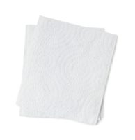 Two folded pieces of white tissue paper or napkin for use in toilet or restroom in stack isolated with clipping path and little shadow in png file format