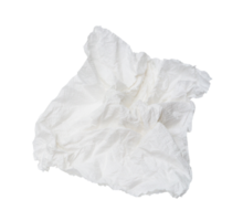 Wrinkled or crumpled white stencil or tissue paper after use from toilet or restroom left on the floor isolated with clipping path in png file format
