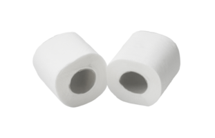 zwei Rollen von Weiß Gewebe Papier oder Serviette isoliert mit Ausschnitt Pfad im png Format