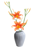daylily bouquet in vase, lilies illustration png