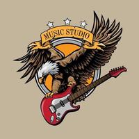 eagle and guitar vector illustration
