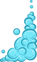 tecknad serie tvål skum med bubblor. ljus blå såplödder av bad, schampo, rakning, mousse. moln png