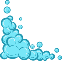 tecknad serie tvål skum med bubblor. ljus blå såplödder av bad, schampo, rakning, mousse. moln png