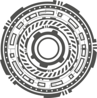 HUD futuristic element. Abstract optical aim. Circle geometric shapes for virtual interface and games. Camera viewfinder for sniper weapon png