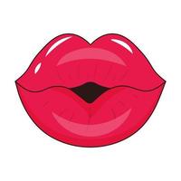 wet lips in pop art style. Woman's half-open mouth. vector