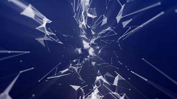 Polygon particles and lines geometric shapes abstract background. Blue layout video