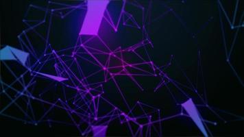 Purple polygons and lines background. Network nodes animation, digital layout. Abstract backdrop video