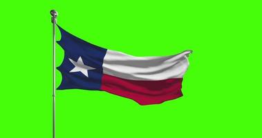 Texas estado bandera ondulación en croma llave antecedentes. une estados de America imágenes, Estados Unidos bandera animación video