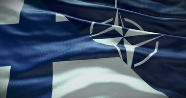 Finlandia e NATO relazione. politica e diplomazia notizia. agitando bandiera sfondo video