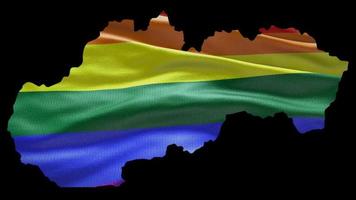 slovakia Land form territorium översikt med HBTQ regnbåge flagga bakgrund vinka animation. begrepp av de situation med Gay äktenskap och tolerans för HBTQ eller lgbtq plus. 4k alfa kanal video