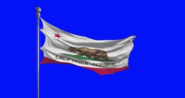 California estado bandera ondulación en croma llave antecedentes. une estados de America imágenes, Estados Unidos bandera animación video