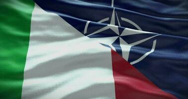 Italy and NATO relationship. Politics and diplomacy news. Waving flag background video