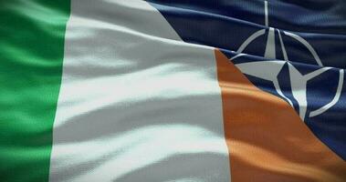 Irlanda e NATO relação. política e diplomacia notícias. acenando bandeira fundo video