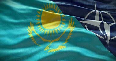 Kazakhstan and NATO relationship. Politics and diplomacy news. Waving flag background video