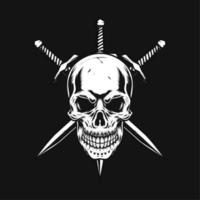 skull and sword drawing artwork vector