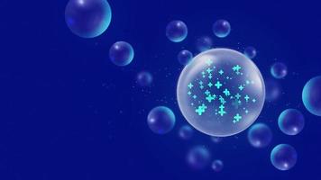 Blue abstract background with 3D sphere shapes. Copy space video
