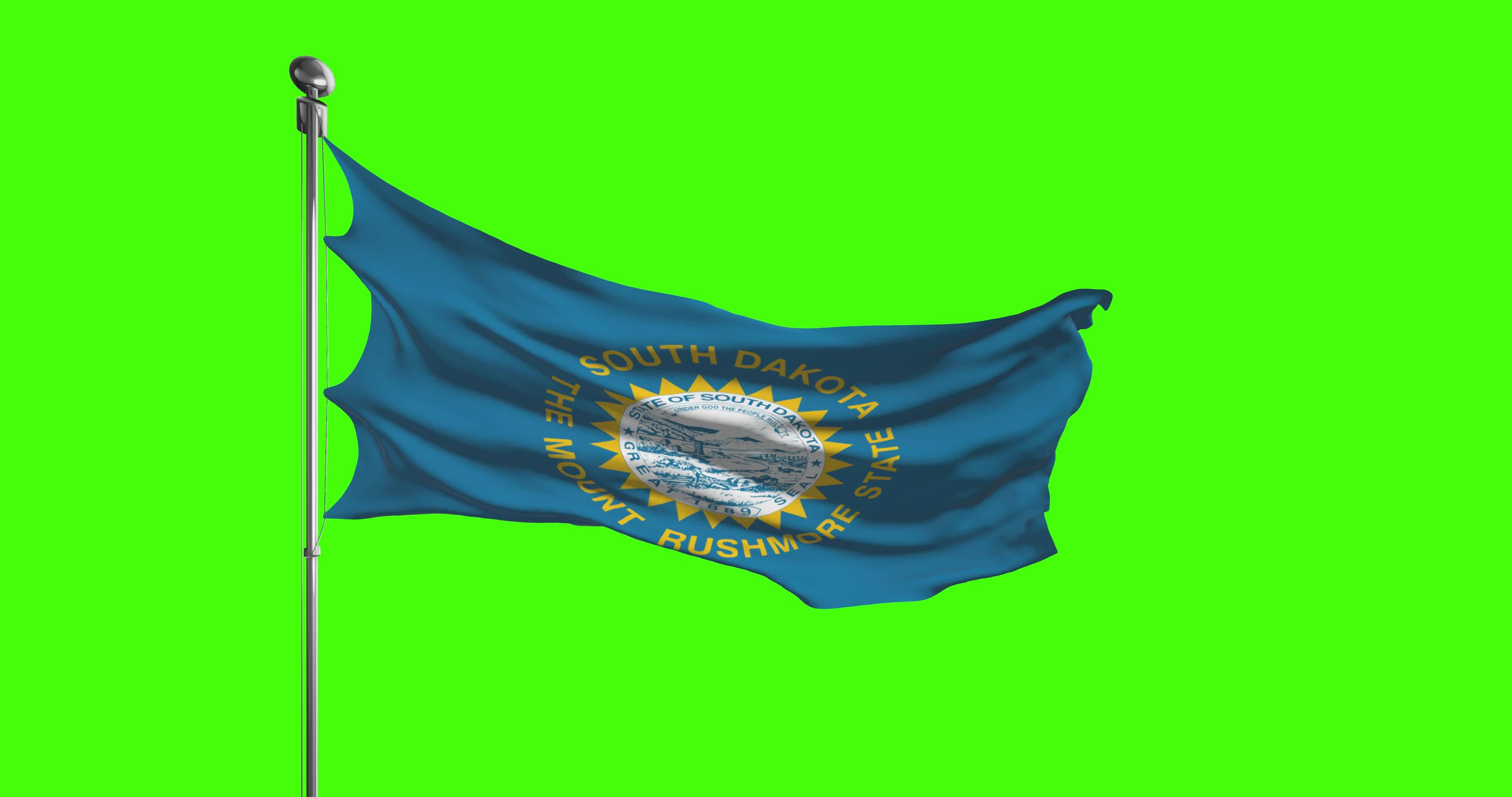 South Dakota State Flag Waving On Chroma Key Background Unites States south-dakota-state-flag-waving-on-chroma-key-background-unites-states